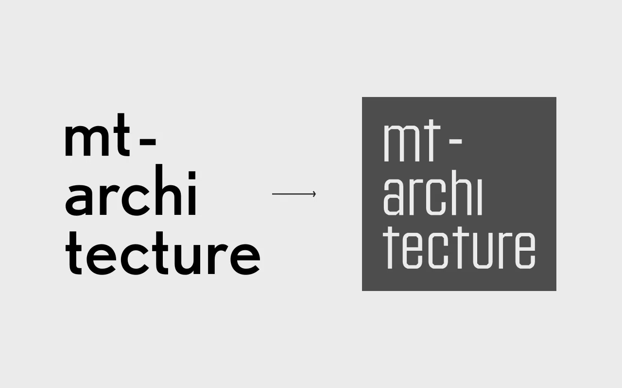 Visuel comparatif entre l’ancien logotype MT-Architecture, à gauche, et le nouveau, à droite.