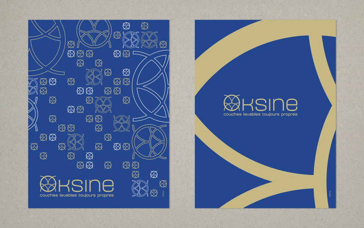 Présentation de deux affiches au format 600 x 800 mm portrait, imaginées pour promouvoir l’entreprise Oksine.