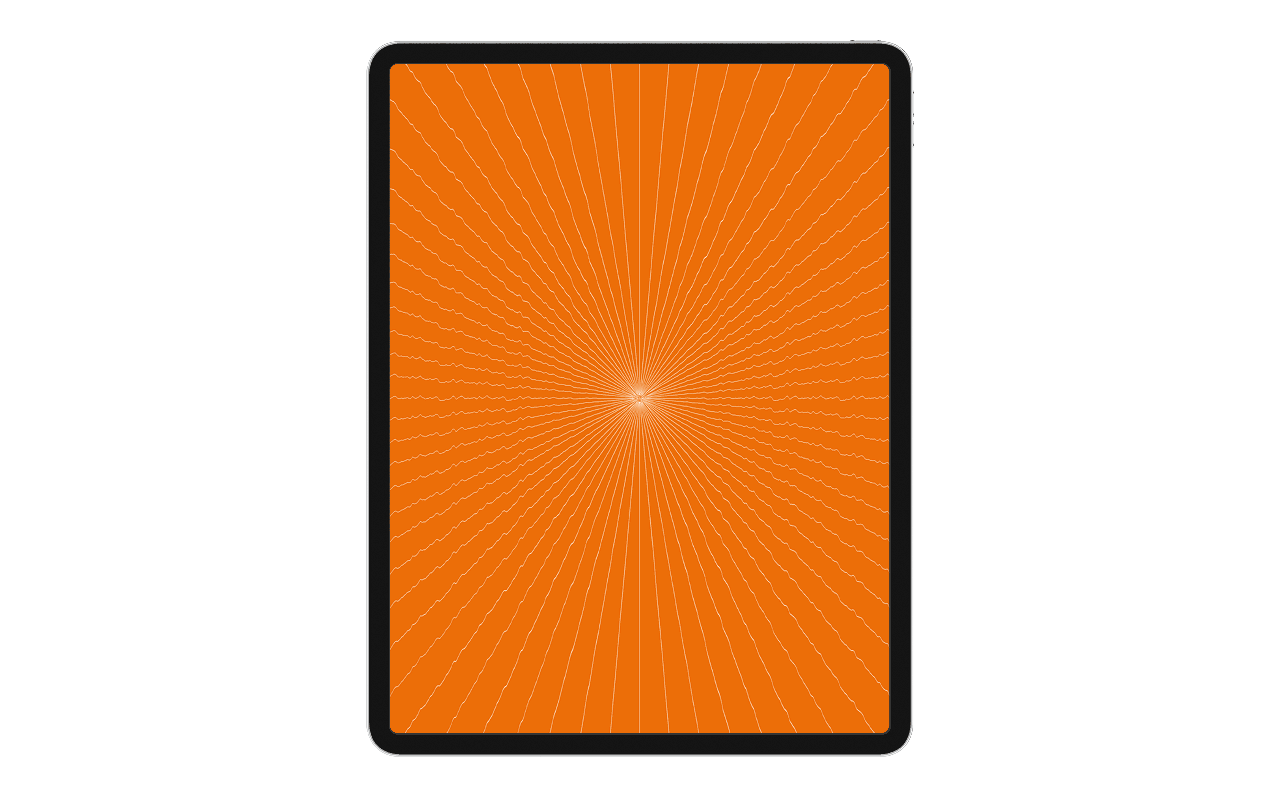 Animation pour l’ouverture de la partie Agora, caractérisée par de fins rayons blancs en mouvement sur un aplat orangé.